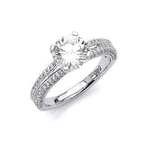 White CZ Pave Engagement Ring in 14K White Gold