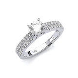 White CZ Pave Engagement Ring in 14K White Gold