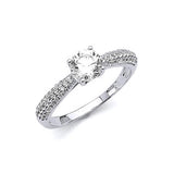 White CZ Pave Engagement Ring in 14K White Gold