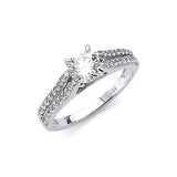 White CZ Pave Engagement Ring in 14K White Gold