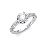 White CZ Pave Engagement Ring in 14K White Gold