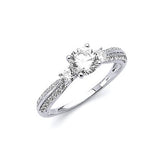 White CZ Pave Engagement Ring in 14K White Gold