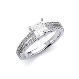 White CZ Pave Engagement Ring in 14K White Gold