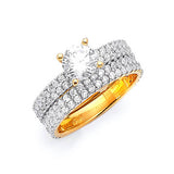 White CZ Two-Piece Pave Engagement Ring in 14K Two-Tone Gold