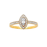 White CZ Center-Stone Ladies Ring in 14K Gold