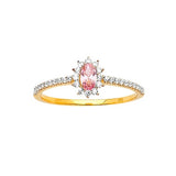 Pink & White CZ Center-Stone Ladies Ring in 14K Gold