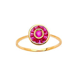 Red CZ Center-Stone Ladies Ring in 14K Gold