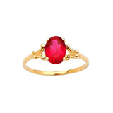 Red CZ Center-Stone Ladies Ring in 14K Gold