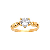 White CZ Center-Stone Ladies Ring in 14K Gold