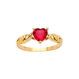 Red CZ Center-Stone Ladies Ring in 14K Gold