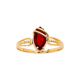 Red CZ Center-Stone Ladies Ring in 14K Gold