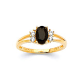 Black & White CZ Center-Stone Ladies Ring in 14K Gold