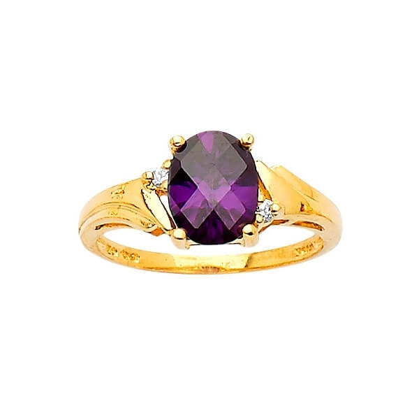 14kt white gold and purple hot stones ladies ring