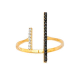 Black & White CZ Fancy Ladies Ring in 14K Gold