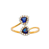 Blue & White CZ Fancy Ladies Ring in 14K Gold