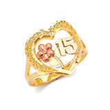 Heart Ladies Ring in 14K Two-Tone Gold