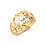 Heart Ladies Ring in 14K Tri-Color Gold