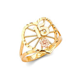 Heart Ladies Ring in 14K Two-Tone Gold