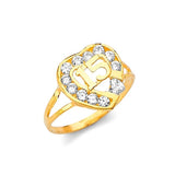 White CZ Heart Ladies Ring in 14K Gold