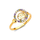 Multi-Color CZ Ladies Ring in 14K Gold