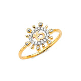 White CZ Ladies Ring in 14K Tri-Color Gold