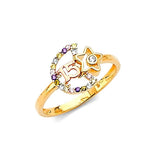 Multi-Color CZ Ladies Ring in 14K Two-Tone Gold