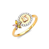 Multi-Color CZ Ladies Ring in 14K Two-Tone Gold