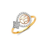 White CZ Ladies Ring in 14K Tri-Color Gold