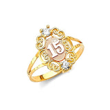 White CZ Ladies Ring in 14K Two-Tone Gold