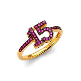 Red CZ Ladies Ring in 14K Gold