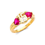 Red CZ Ladies Ring in 14K Gold