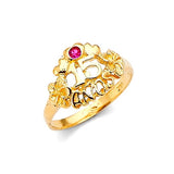 Red CZ Ladies Ring in 14K Gold