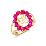 Red CZ Ladies Ring in 14K Gold