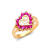 Red CZ Ladies Ring in 14K Gold