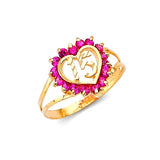 Red CZ Ladies Ring in 14K Gold