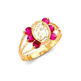 Red CZ Ladies Ring in 14K Gold