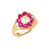 Red CZ Ladies Ring in 14K Gold