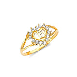 White CZ Ladies Ring in 14K Gold