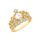 White CZ Tiara Ladies Ring in 14K Two-Tone Gold