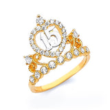 White CZ Tiara Ladies Ring in 14K Two-Tone Gold