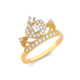 White CZ Tiara Ladies Ring in 14K Two-Tone Gold