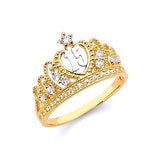 White CZ Tiara Ladies Ring in 14K Two-Tone Gold