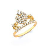 White CZ Tiara Ladies Ring in 14K Gold