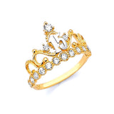 White CZ Tiara Ladies Ring in 14K Two-Tone Gold