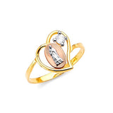 White CZ Guadalupe Ladies Ring in 14K Tri-Color Gold