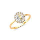 White CZ Guadalupe Ladies Ring in 14K Two-Tone Gold