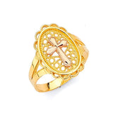 Cross Ladies Ring in 14K Two-Tone Gold