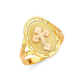 Cross Ladies Ring in 14K Two-Tone Gold