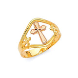 Cross Ladies Ring in 14K Two-Tone Gold