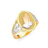 Praying Hands Ladies Ring in 14K Gold